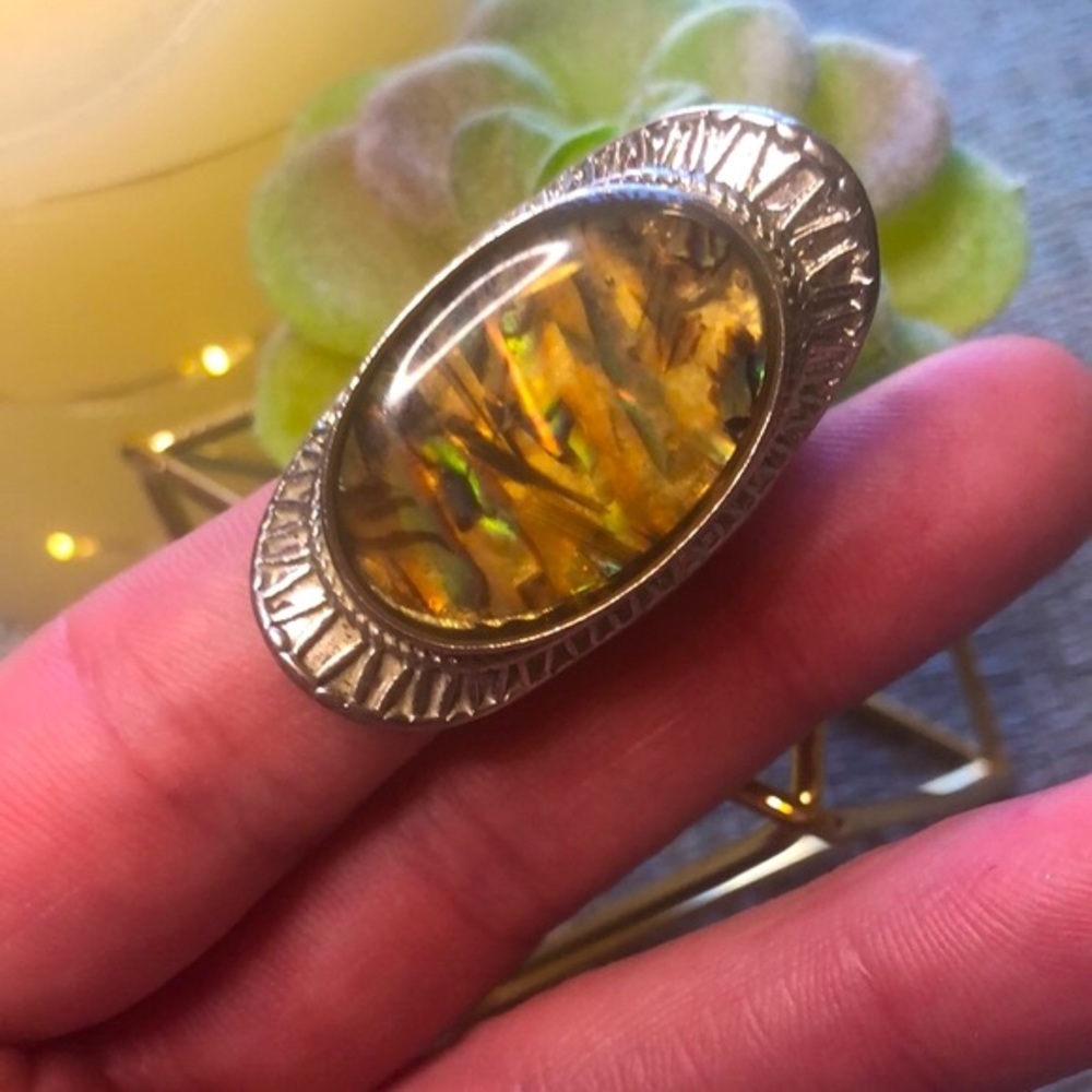 #64 🐯Stunning Silver and Tigers Eye Large Ring 🐯